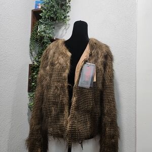 Yoki Textured Brown Teddy Jacket